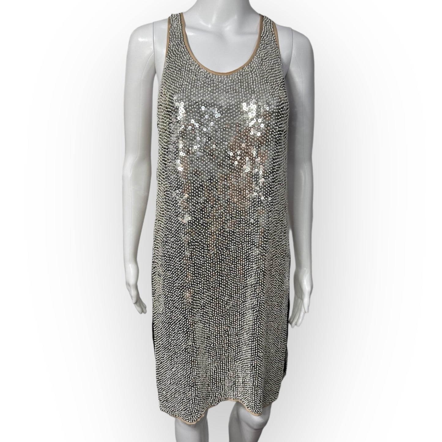 Y2K Silver Sequin Beading Dress