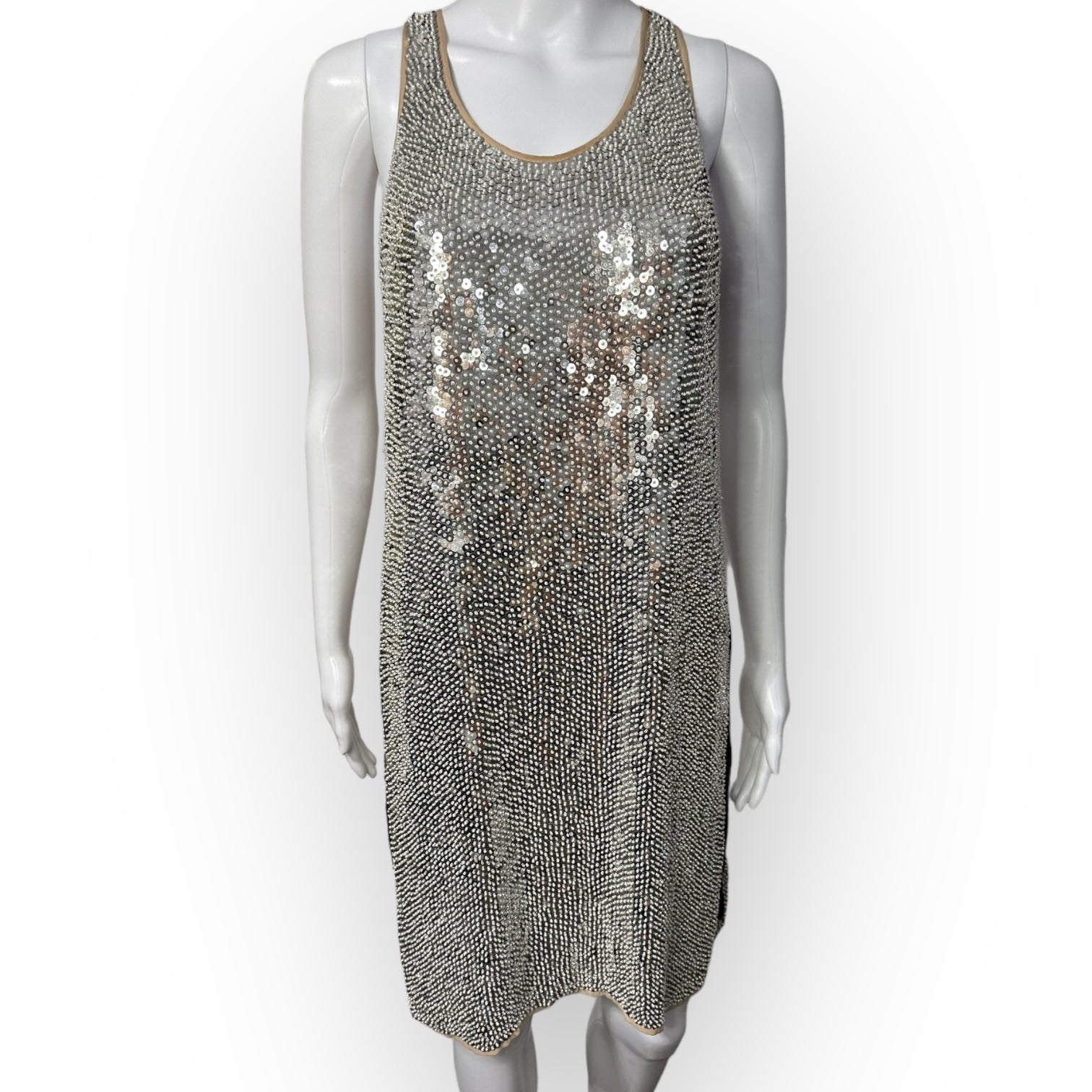 sequin y2k dress MISSGUIDED Y2K Futuristic Sequin Knitted Sheer Detail Lace Up Neck Long Flare Sleeves Asymmetric Ruched Side Slit Mini DressMISSGUIDED